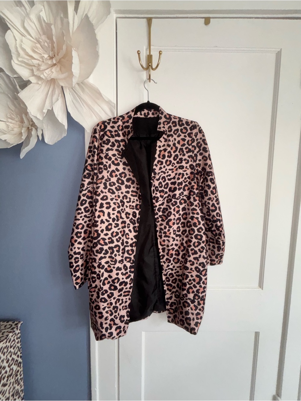 NWOT | Leopard Print Cozy Silk Like Jacket in Blush Pink